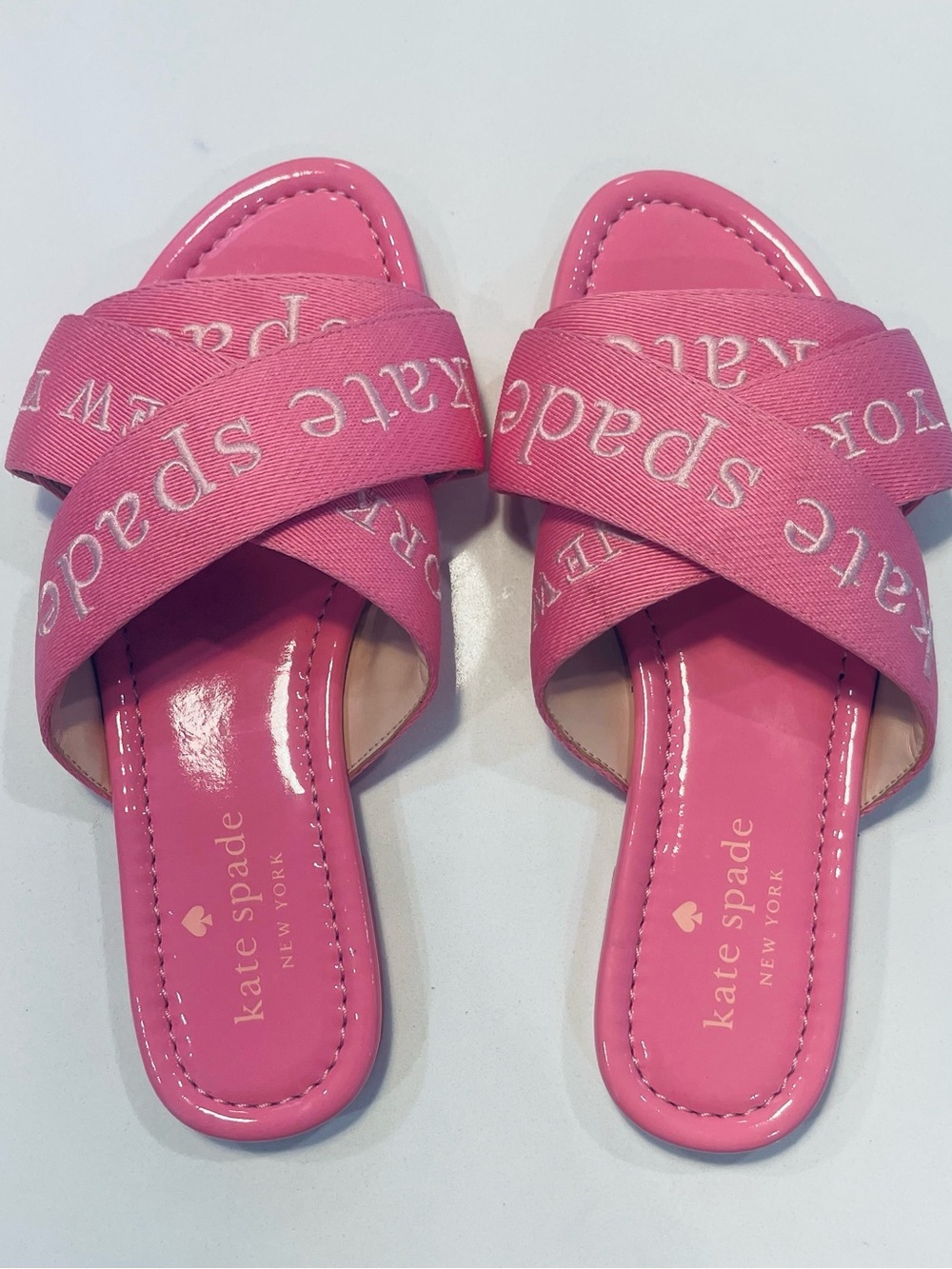kate spade Hot Pink Crossband Logo Slide Sandals size 6